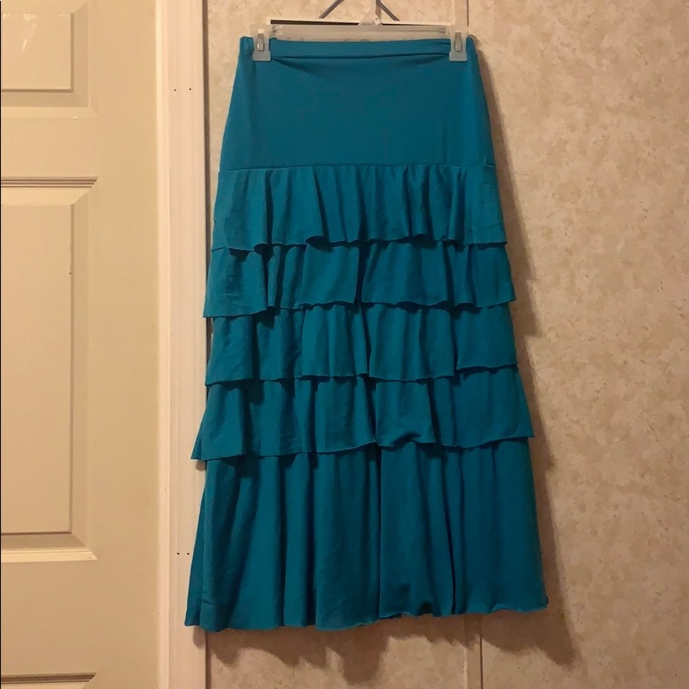 Sharon Tang Turquoise ruffled maxi skirt